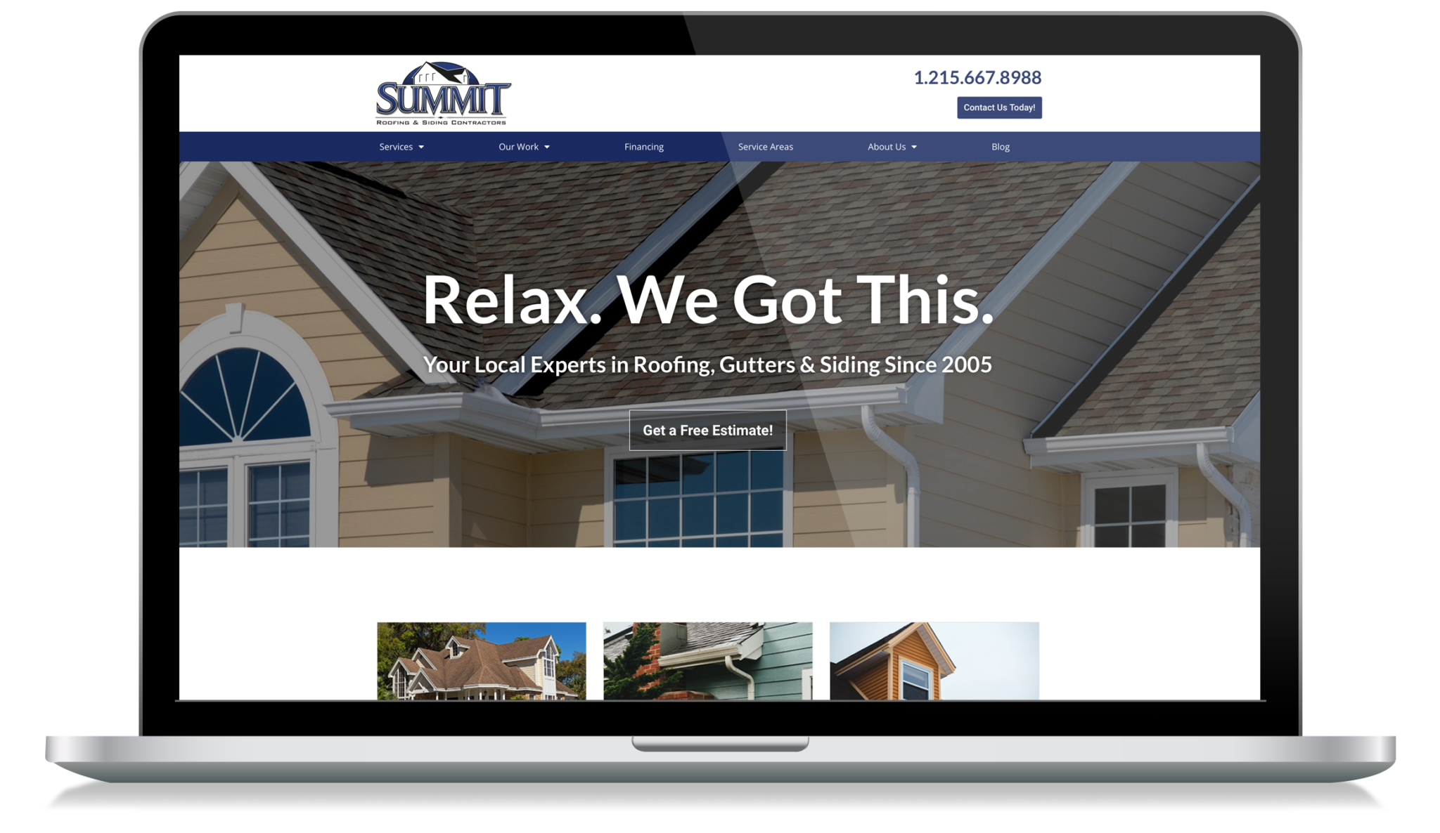 Local website for Doylestown Roofer