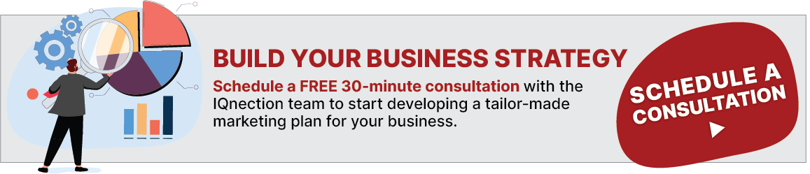 Clickable button calling business leaders to schedule a consultation with IQnection to build their business strategy