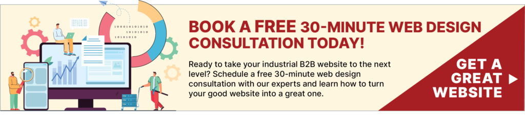 Button inviting readers to schedule a 30-minute consultation about industrial web design with the web design experts at IQnection.