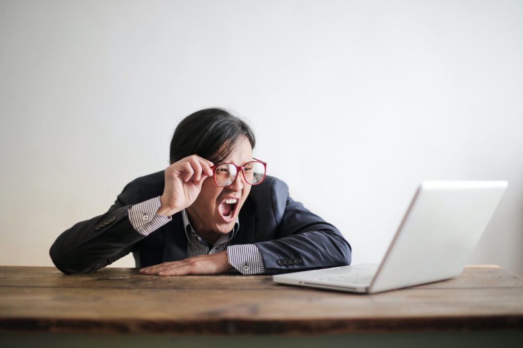 Man angry at his computer