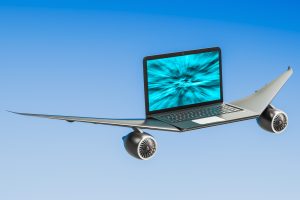 email flying with airplane wings