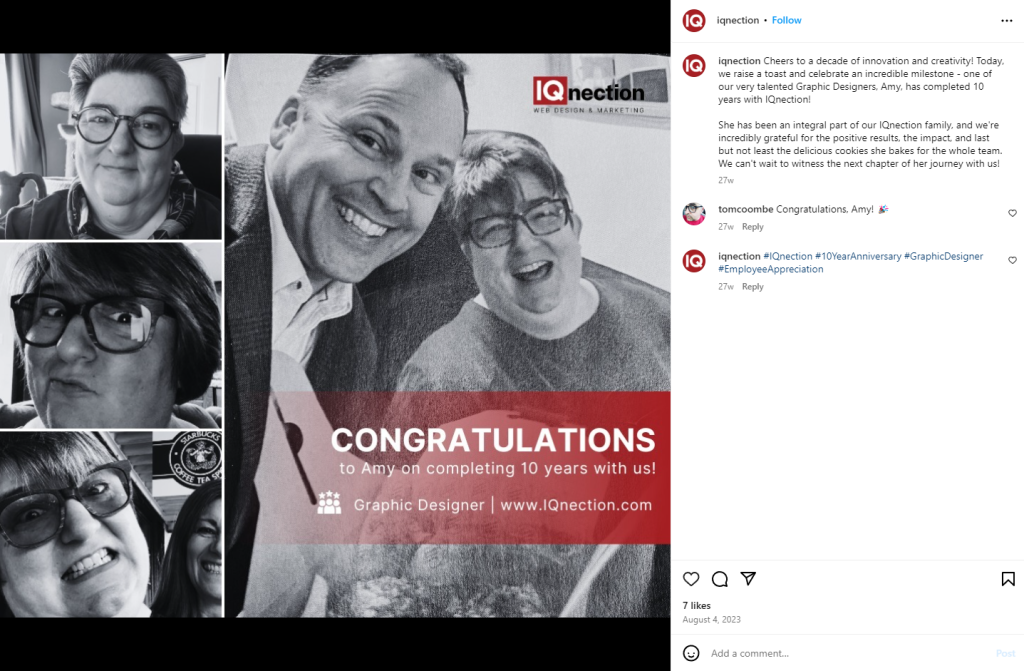 IQnection social media post to promote company culture