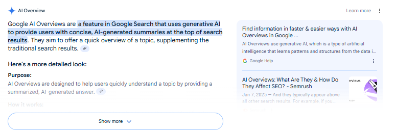 AI and SEO on Google Search Results