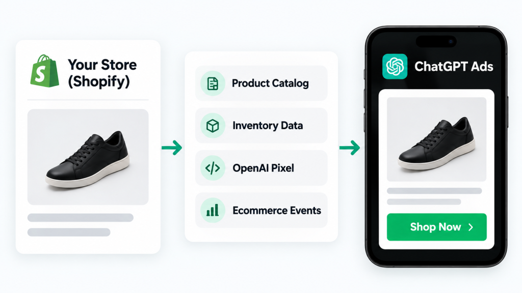 flow connection from Shopify to ChatGPT Ads